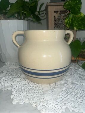 Vintage Casey Pottery Double Handled Crock Handmade In Marshall, Texas Marked